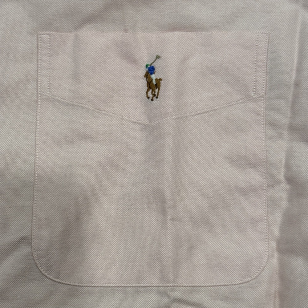 Ralph Lauren Shirt Mens XLT Tall Pink Classic Fit Long Sleeve Colored Horse #824 - Picture 4 of 12